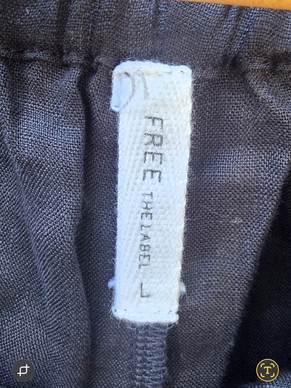 FREE THE LABEL MONACO 100% Linen High Waisted Wide-Leg Black Pant - Picture 9 of 9